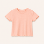 Meisjes Geribd T-shirt met Ruches | 6 kleuren