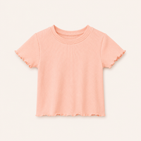 Meisjes Geribd T-shirt met Ruches | 6 kleuren