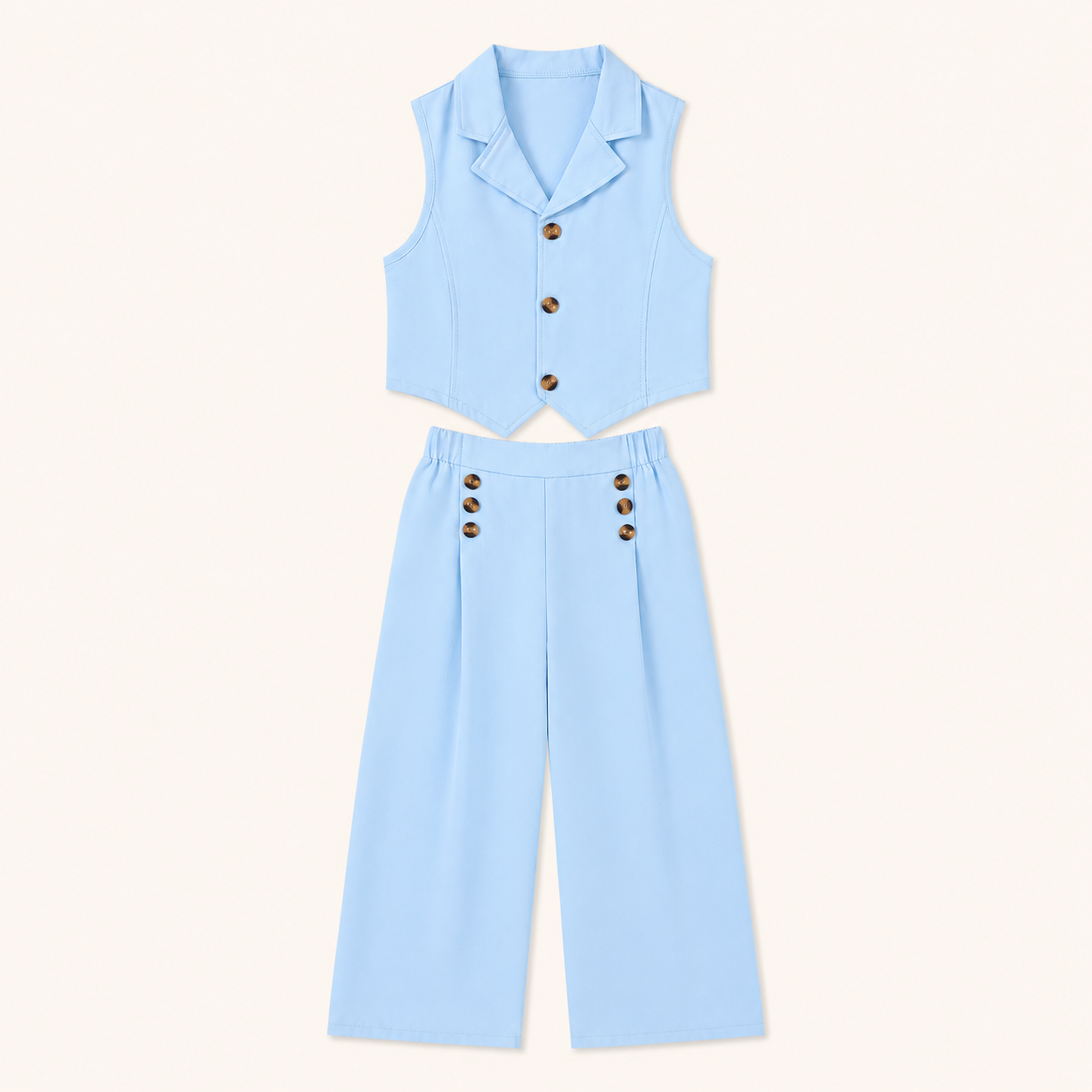 2-Delige Meisjesset met Gilet en Wide-Leg Broek