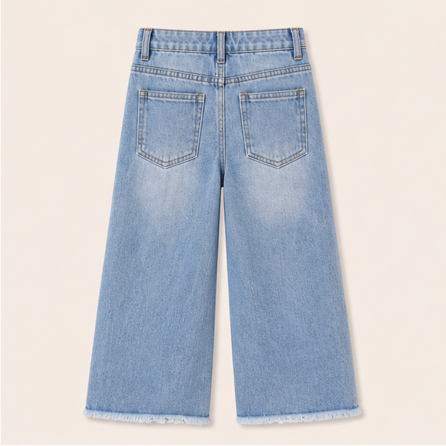 Meisjes Gescheurde Jeans met Wijde Pasvorm