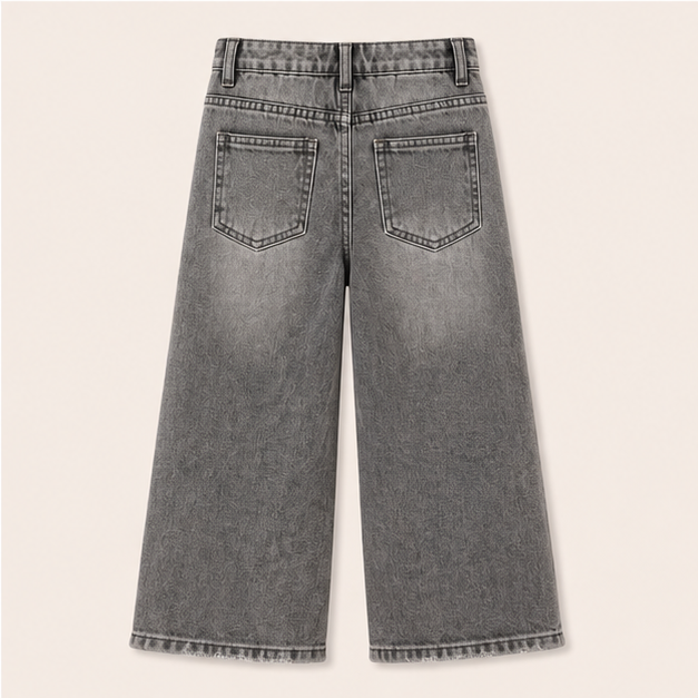 Meisjes Gescheurde Jeans met Wijde Pasvorm