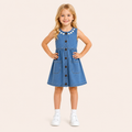 Zomers Denim Jurkje met Bloemetjes voor Meisjes