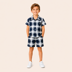 Jongens zomerset 2-delig – geruit overhemd met bijpassende shorts