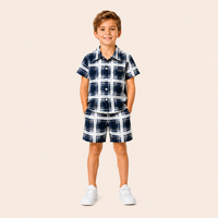Jongens 2-delige zomerset met geruit overhemd en shorts