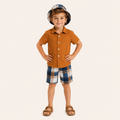 Jongens 3-delige zomerset met overhemd, short en zonnehoed