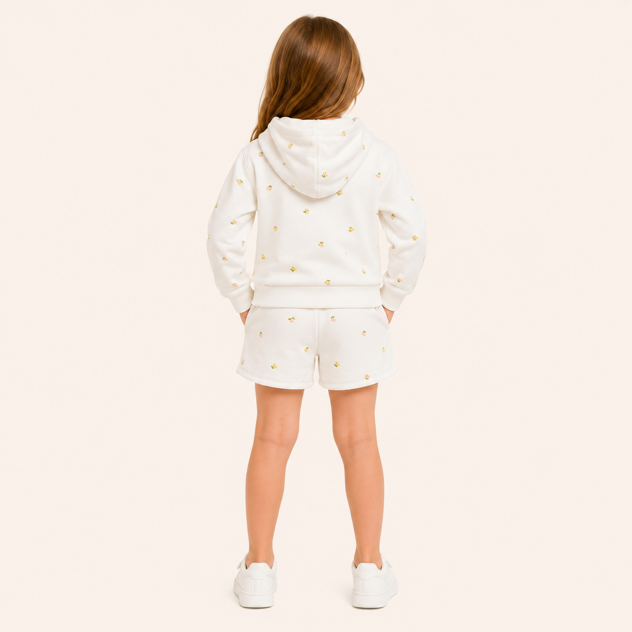 2-Delige Meisjesset met Geborduurde Hoodie Vest en Short