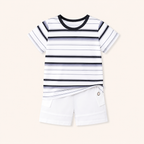 Jongens zomerset 2-delig – gestreept t-shirt met witte shorts