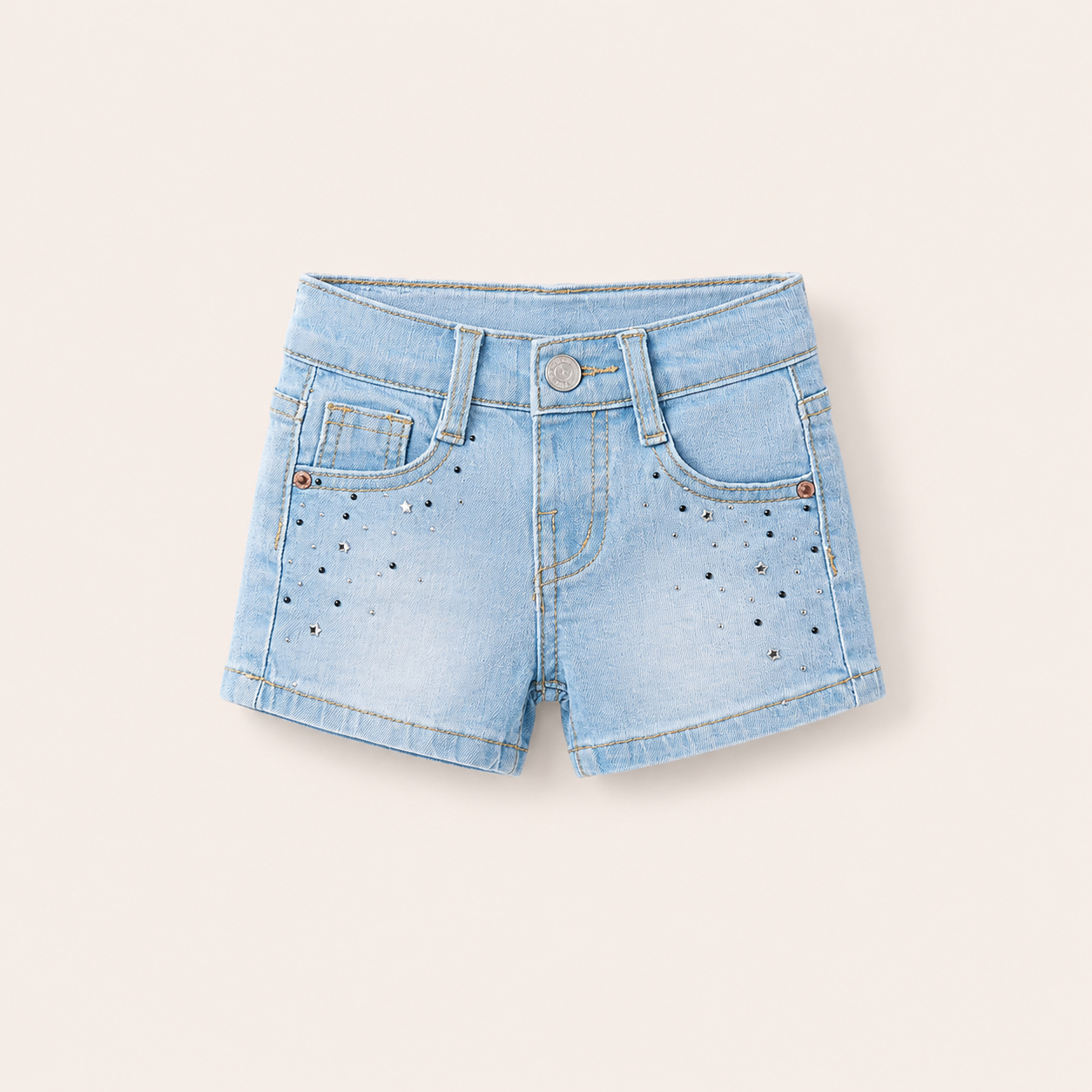 Meisjes Denim Short met Ster en Strass Details| 2 kleuren