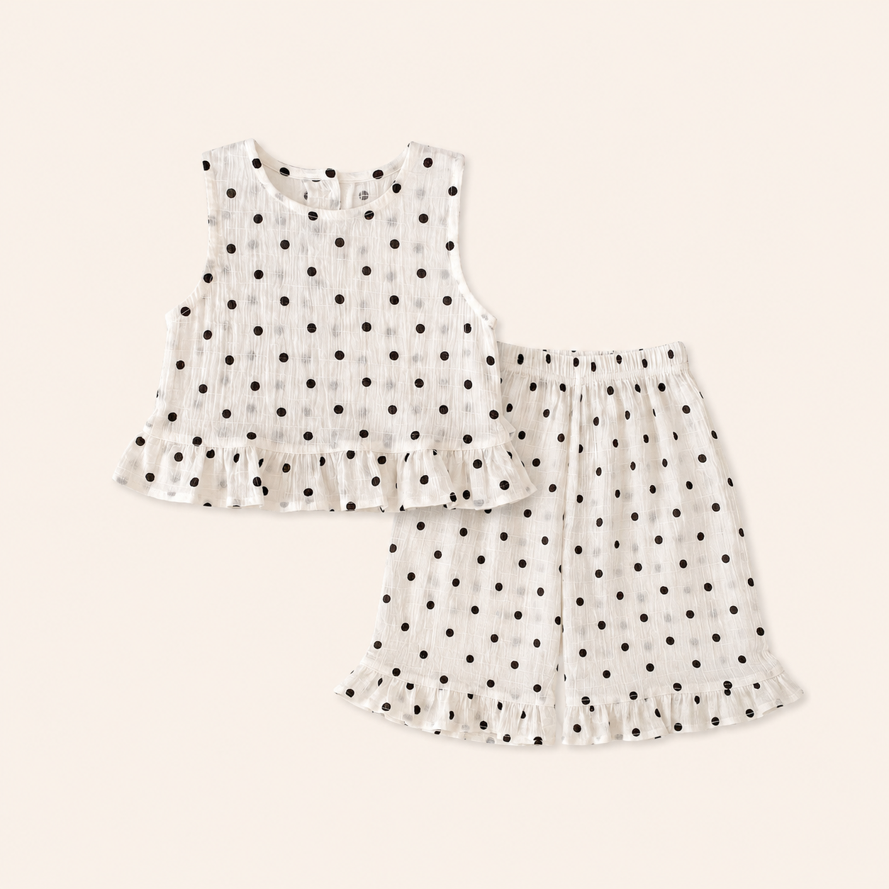 Meisjes 2-delige  katoenen polkadot Set met Topje en Short
