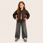 Meisjes bomber jacket met luipaardprint