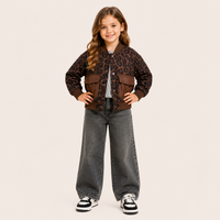 Meisjes bomber jacket met luipaardprint