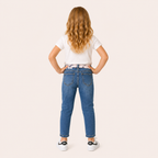 Meisjes Denim Jeans met Geprinte Sjaal Strik