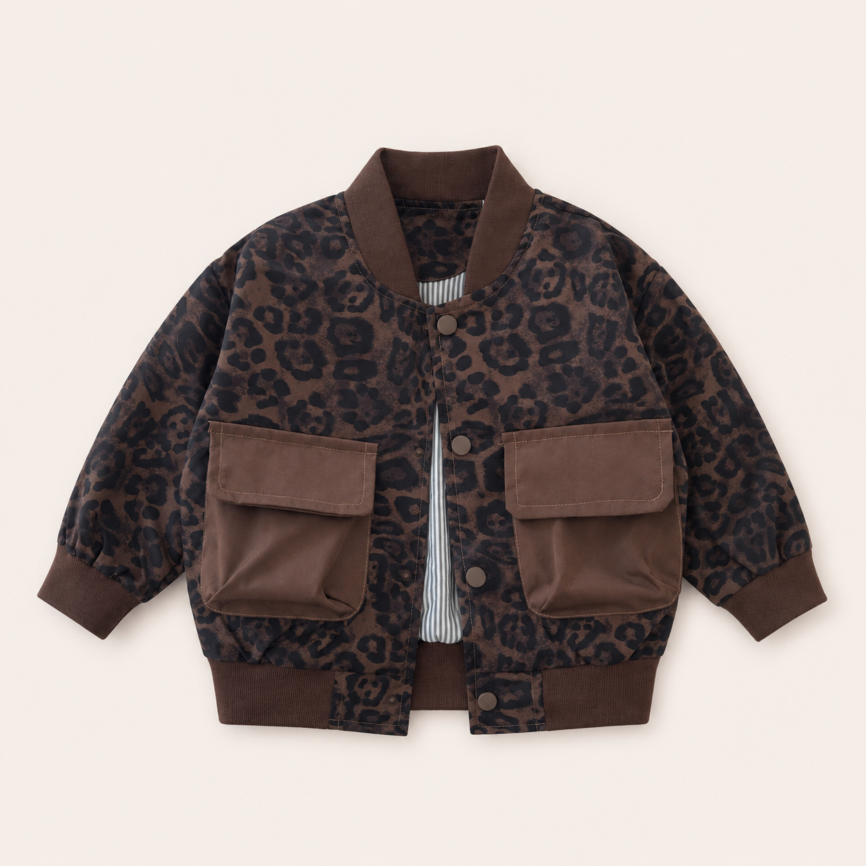 Meisjes bomber jacket met luipaardprint