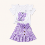 Meisjes 2-delige set met ruffle t-shirt en bloemetjesrok
