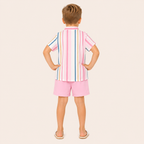 Jongens 2-delige gestreepte zomerset met overhemd en short