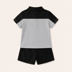 Stoer & Sportief - 2-Delige Jongensset met Kleurblok Polo Rits & Short