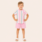 Jongens 2-delige gestreepte zomerset met overhemd en short