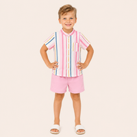 Jongens 2-delige gestreepte zomerset met overhemd en short