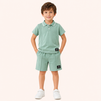 Jongens 2-delige mintgroene zomerset met poloshirt en short