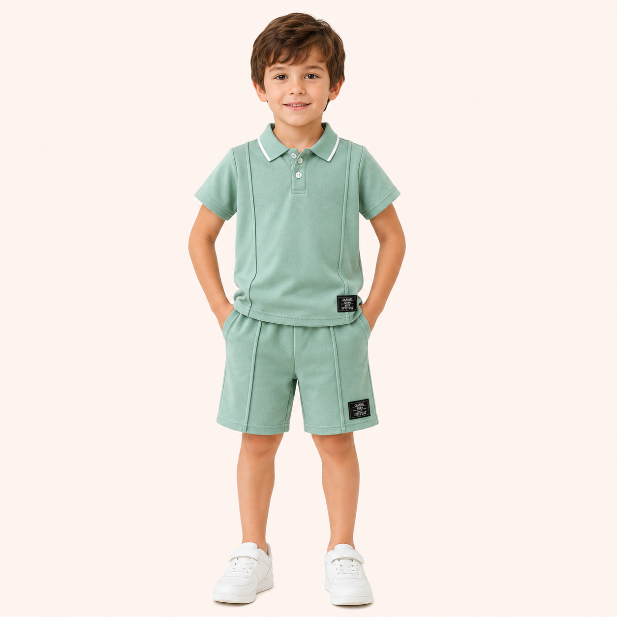 Klassiek & Speels - Mintgroen 2-Delig Jongensset met Poloshirt & Short