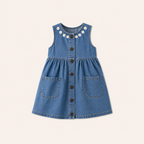 Zomers Denim Jurkje met Bloemetjes voor Meisjes