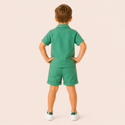 Jongens 2-delige Katoenen Zomerset met Overhemd en Short