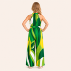 Jumpsuit met Tropische Print en Halternek