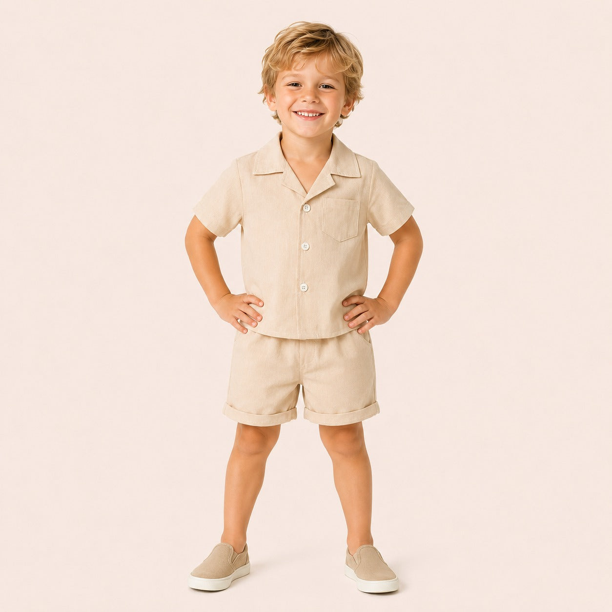 Jongens 2-delige Katoenen Zomerset met Overhemd en Short