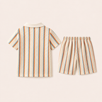 Jongens 2-delige Gestreepte Polo Zomerset met Wafelstructuur | Khaki