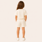 Meisjes 2-delige zomerset met t-shirt en short met luipaardprint strik