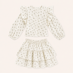 Meisjes 2-delige Katoenen Rok en Blouse met Bloemenprintje | Bloem
