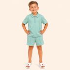 Sportief & Stijlvol - 2-Delige Jongensset met Polo Rits & Short