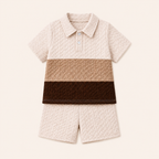 Stoer & Stijlvol - 2-Delige Jongensset met Gewatteerd Kleurblok Poloshirt & Short