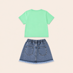 Zomerset met Hartjes T-shirt en Denim Short voor Meisjes