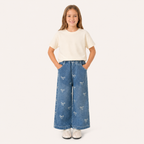 Lichtblauwe Denim met Strikjes - Spijkerbroek voor Meisjes