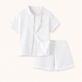 2-Delige Witte Jongensset met Mousseline Overhemd en Short