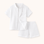 2-Delige Witte Jongensset met Mousseline Overhemd en Short
