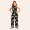 Meisjes jumpsuit met polkadot print en strikceintuur