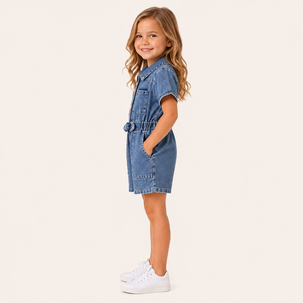 Stoere Denim Jumpsuit met Short voor Meisjes