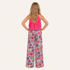 Meisjes 2-delige set met haltertop en bloemen wide-leg broek