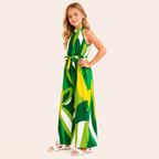 Jumpsuit met Tropische Print en Halternek