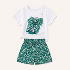 Zomerse Set met Meisjesprint T-shirt en Bloemetjesshort voor Meisjes