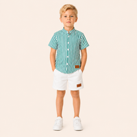 Jongens 2-delige zomerset met gestreept overhemd en shorts |3 kleuren