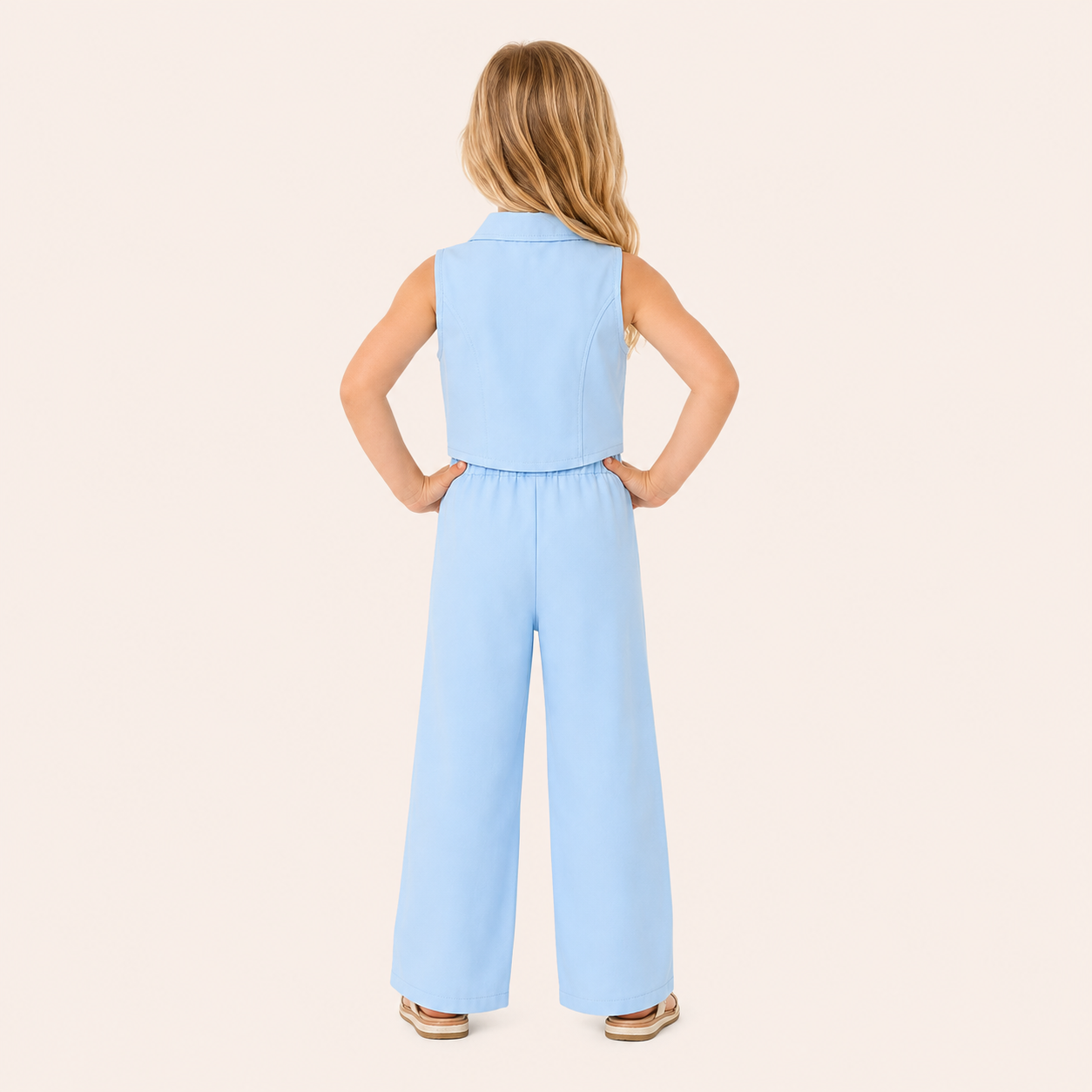 2-Delige Meisjesset met Gilet en Wide-Leg Broek