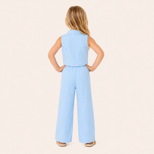 2-Delige Meisjesset met Gilet en Wide-Leg Broek