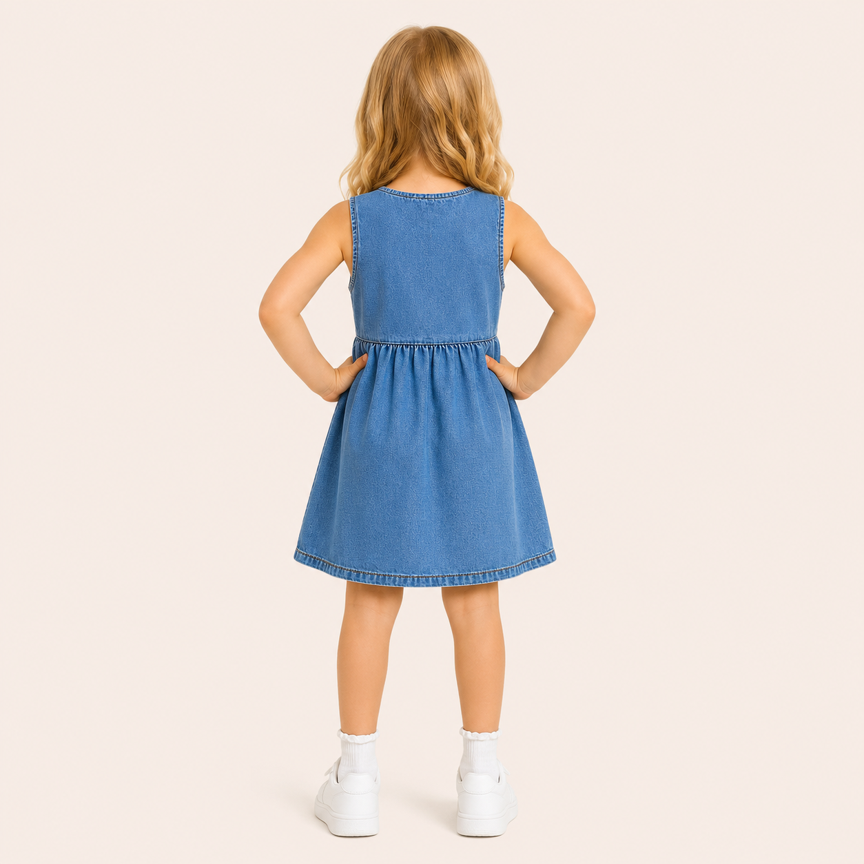 Zomers Denim Jurkje met Bloemetjes voor Meisjes