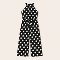 Zwarte Polkadot Jumpsuit voor Meisjes strikceintuur