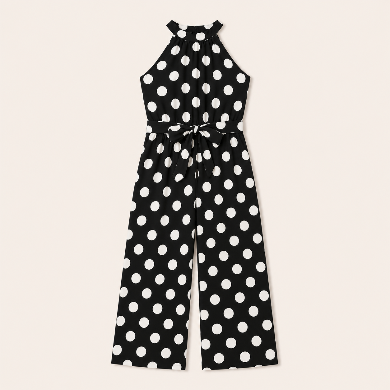 Meisjes jumpsuit met polkadot print en strikceintuur