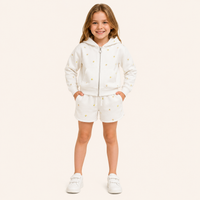 2-Delige Meisjesset met Geborduurde Hoodie Vest en Short