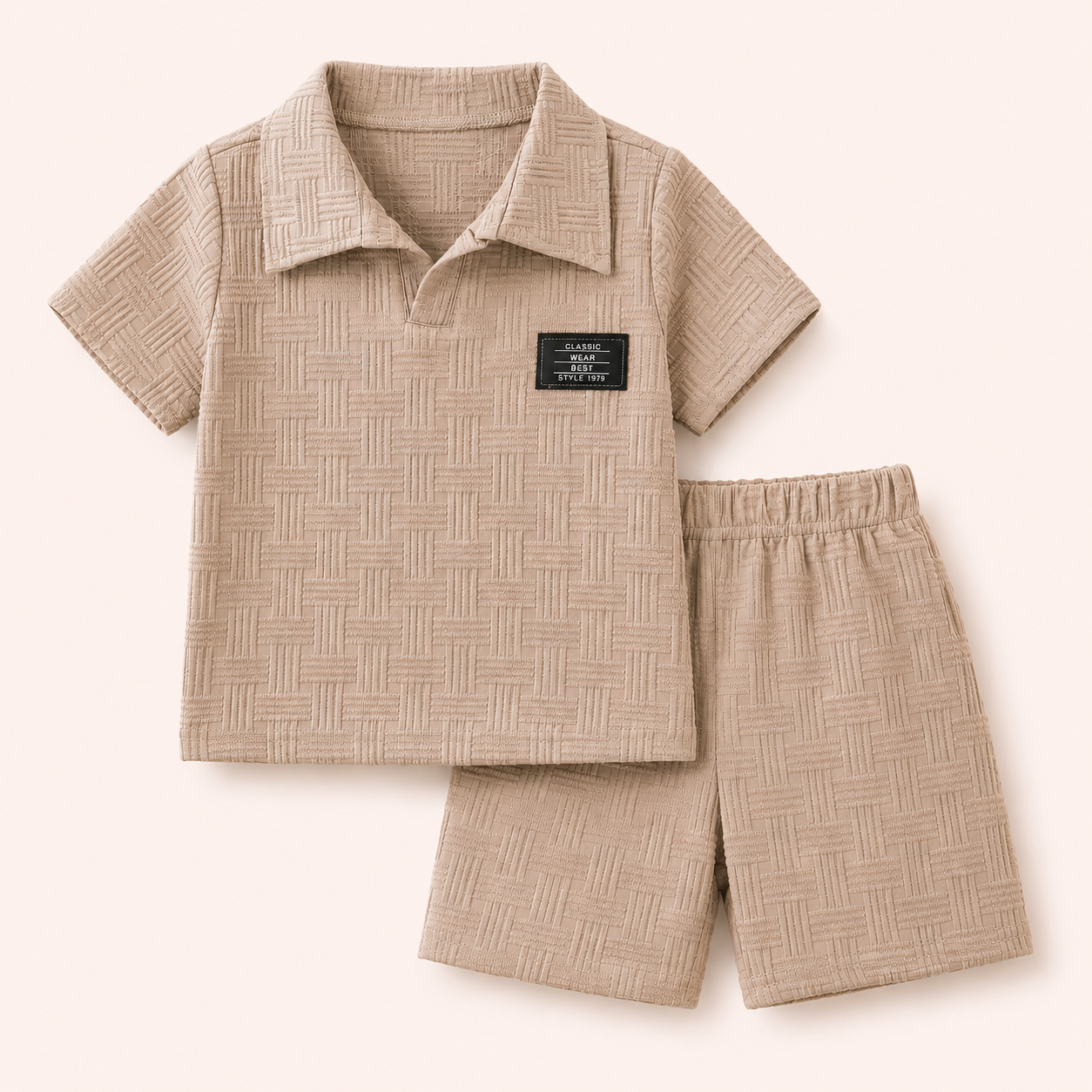 Casual & Stoer - 2-Delige Jongensset met Structuur Poloshirt & Short